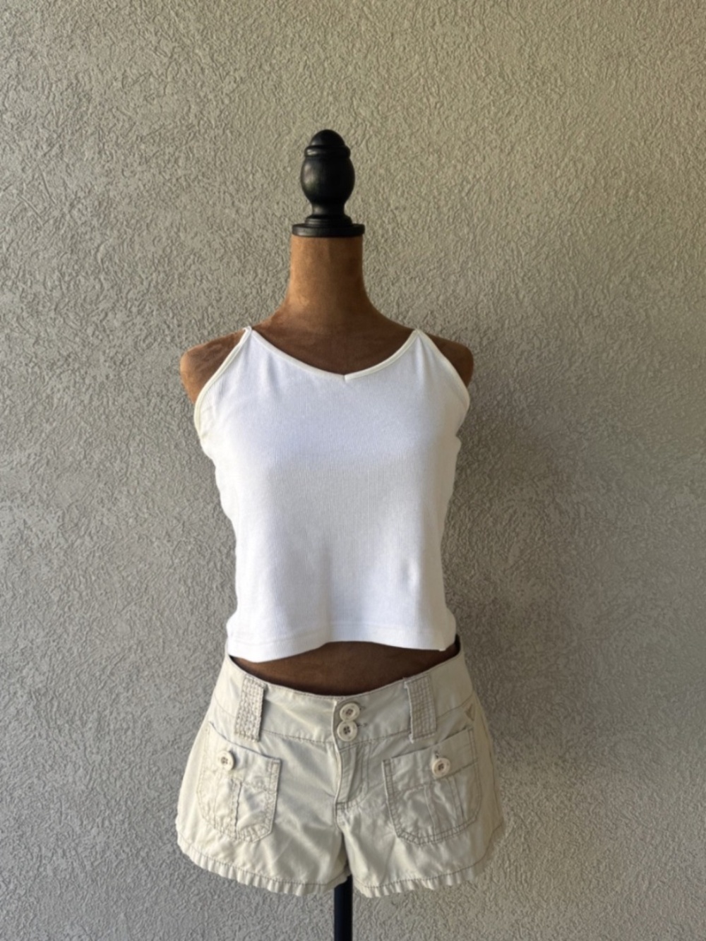 Grane Cream Cargo Shorts Women’s Low Rise Y2K Utility Pocket Mini Shorts Vintage